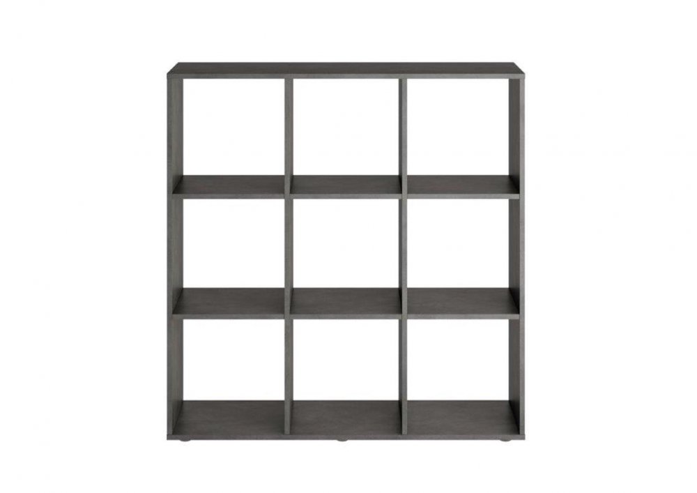 Bibliothèque design carrée MONTPELLIER coloris gris anthracite matera 2 plateaux fixes 9 casiers